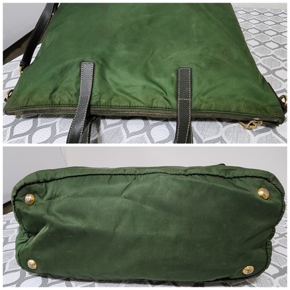 Authentic Prada Saffiano-Trimmed Tessuto Tote Bag Green - Picture 13 of 15